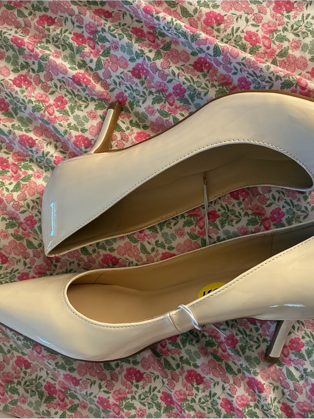 Marc Fisher Cream Patent Pointed-Toe Pumps